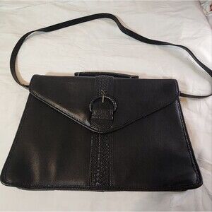 Vintage Elegant Black Leather Shoulder Messenger Bag